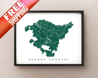 Basque Country, Espagne Carte - Euskadi Art Print