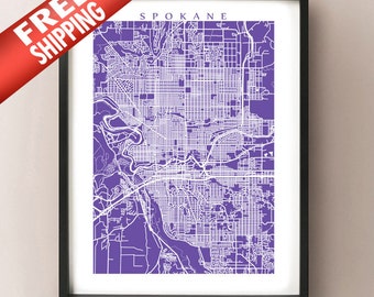 Spokane Map Print - Cartel de Washington