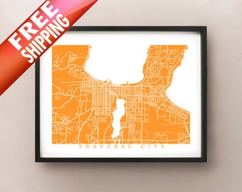 Traverse City Map Print - Michigan Poster