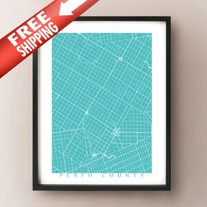 Perth County, ON Carte - Impression de l'Ontario