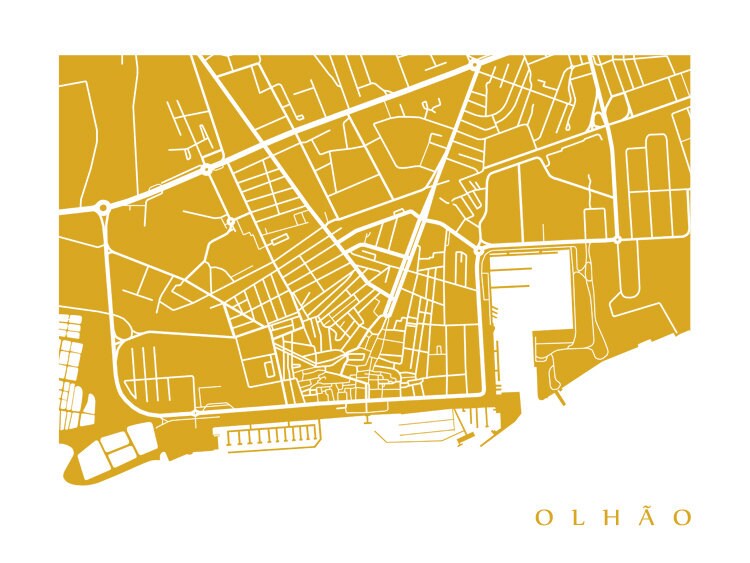 Olhão Map Print Portugal Art Poster Etsy