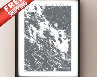 Lake Muskoka Map - Muskoka Ontario poster art