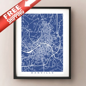 Danville Karte - Virginia Poster