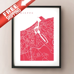Dieppe Karte Kunst - Frankreich Poster Druck