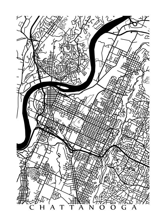 Chattanooga Map Print Tennessee Poster Art - Etsy