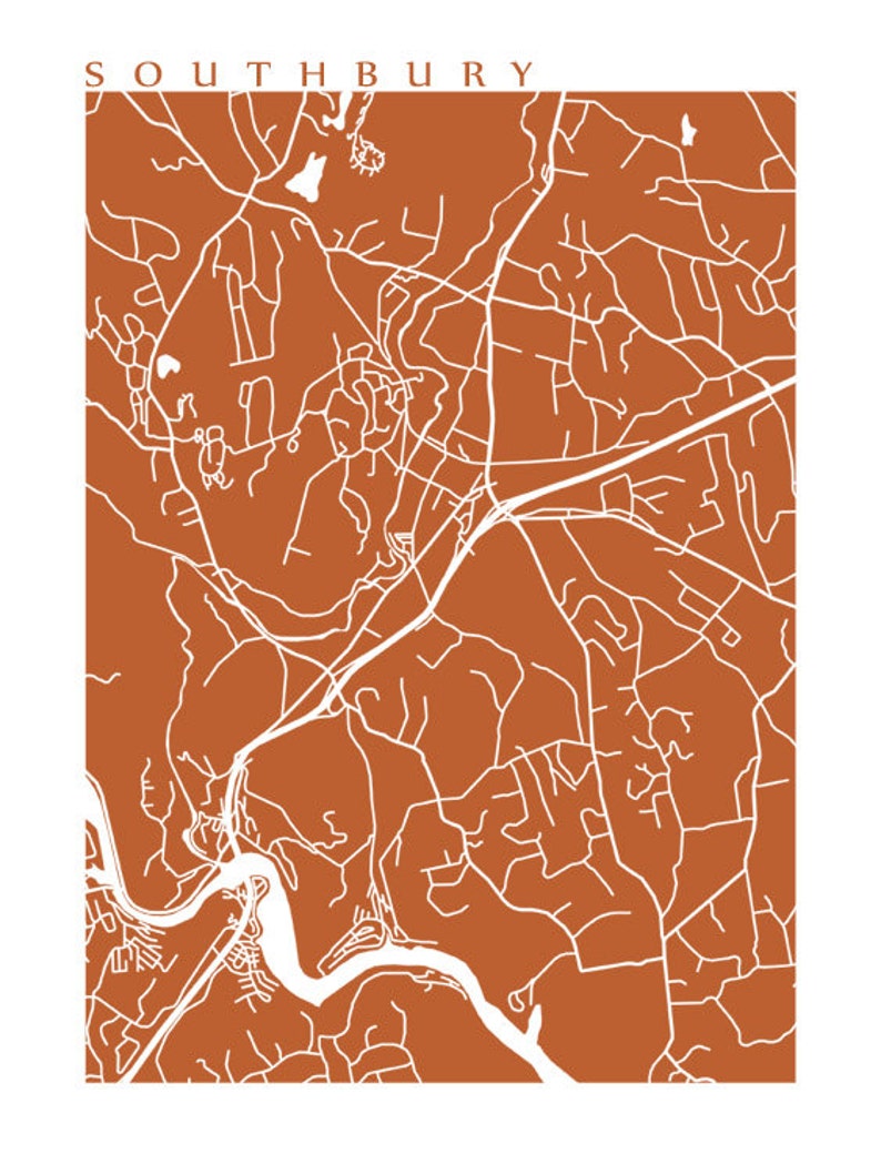 Southbury CT Map Print Etsy