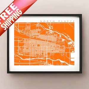 Poster North Platte, NE Mapa Impressão - Nebraska