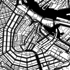 Amsterdam City Map Netherlands Poster Black and White - Etsy