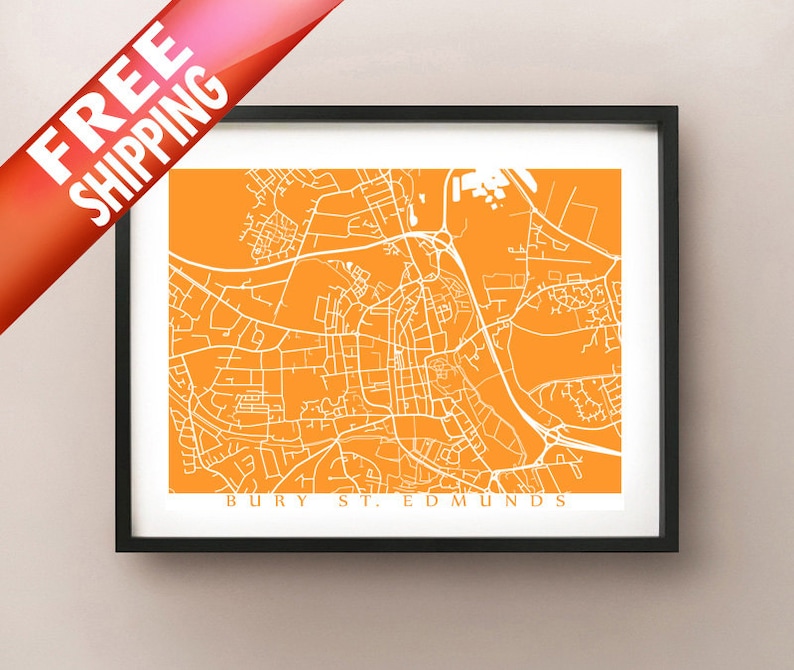 Bury St. Edmunds Map Print UK Wall Art England Poster - Etsy