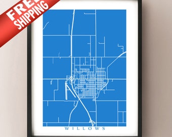 Willows, CA Map - California Poster Print