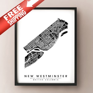 New Westminster, C.-B. - Imprimer la carte des limites de la ville
