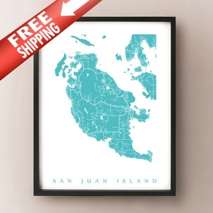 San Juan Island Karte - Washington, USA Kunst Posterdruck