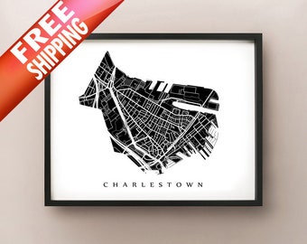 Charlestown, Boston Neighborhood Map Print - Boston, Massachusetts