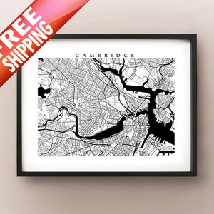 Cambridge - Somerville Map, Massachusetts Art Poster