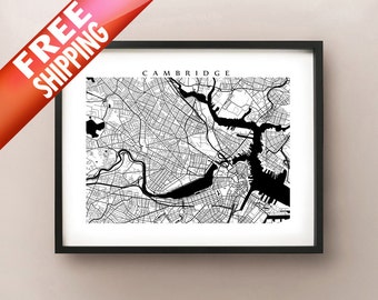 Cambridge - Somerville Map, Massachusetts Art Poster