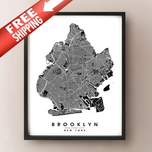 Brooklyn, NY - Kings County - City Limits Map Print