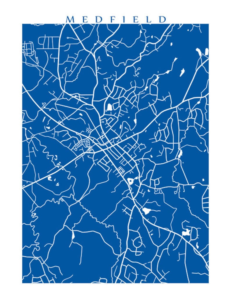 Medfield MA Map Print Massachusetts Poster Etsy
