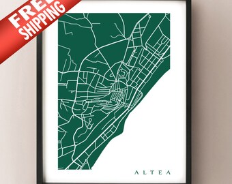 Altea Map - Alicante, Spain Art Print