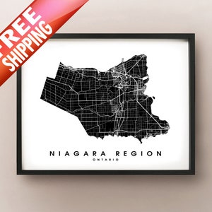 Niagara Region, ON - Stadt grenzen Karte Drucken