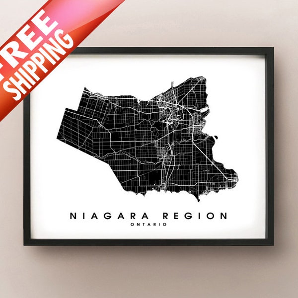 Région de Niagara, ON - City Limits Map Print