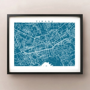 Tirana Karte Druck - Albanien Poster - albanische moderne abstrakte Wandkunst