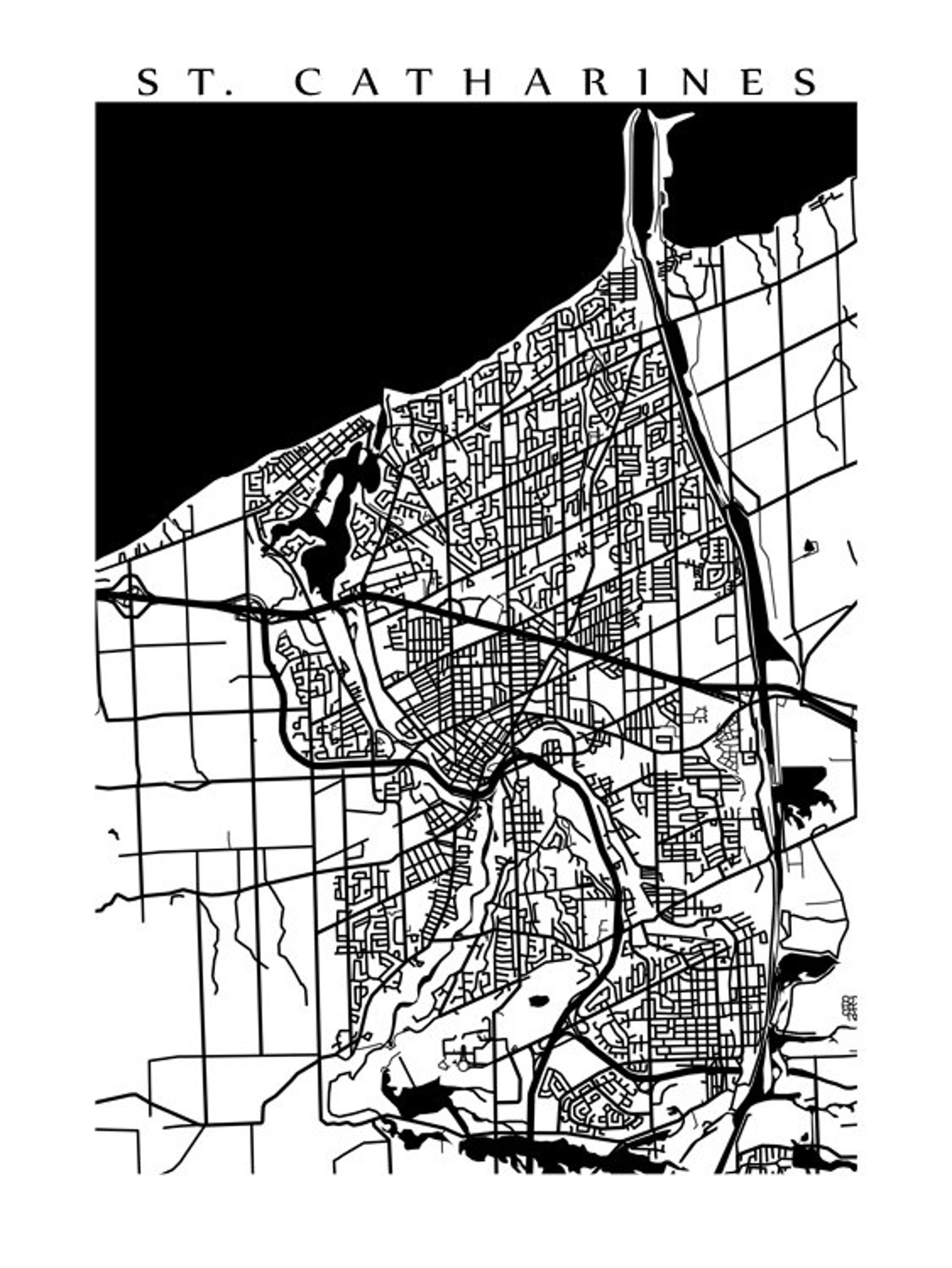 St. Catharines Map Print Ontario Poster Art - Etsy