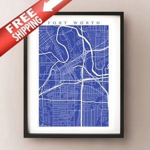 Fort Worth Map Art Print - Choose your color and size