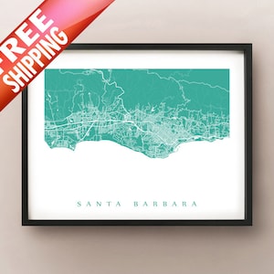 Santa Barbara Area Map - California Poster Print