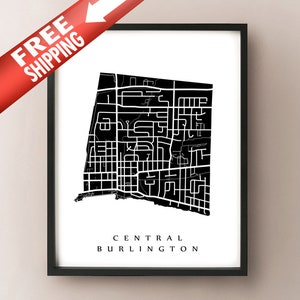 Central Burlington Map - Downtown Burlington, ON Neighbourhood Art Print