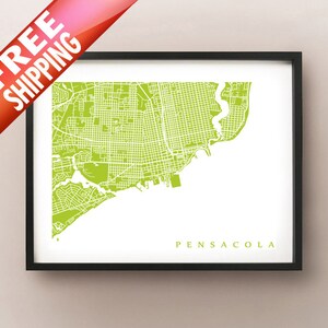 Impresión de mapas de Pensacola - Downtown Pensacola, cartel de Florida