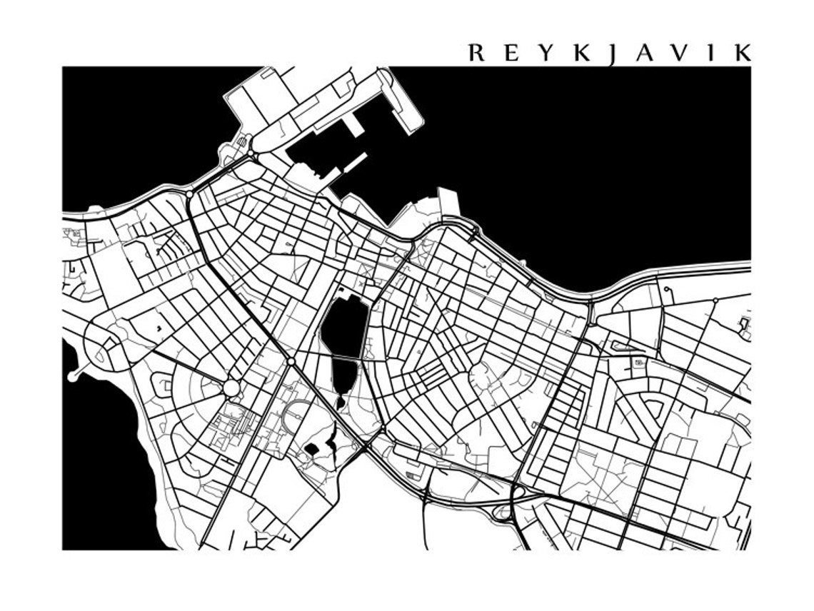 Reykjavik Map Print Iceland Poster - Etsy