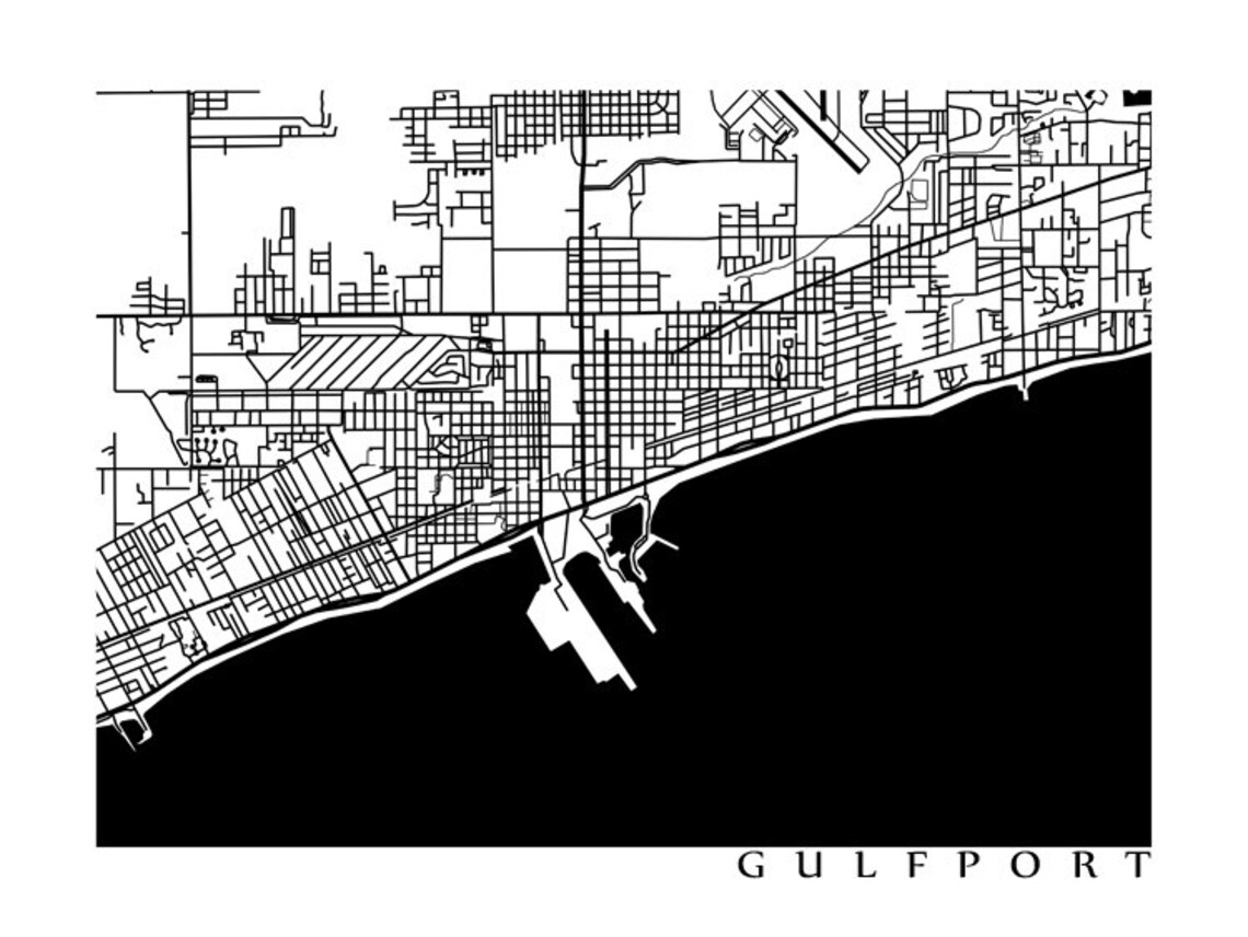 Gulfport Map Print Mississippi Art Poster - Etsy