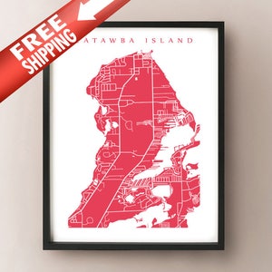 Catawba Island Karte - Ohio Poster Druck
