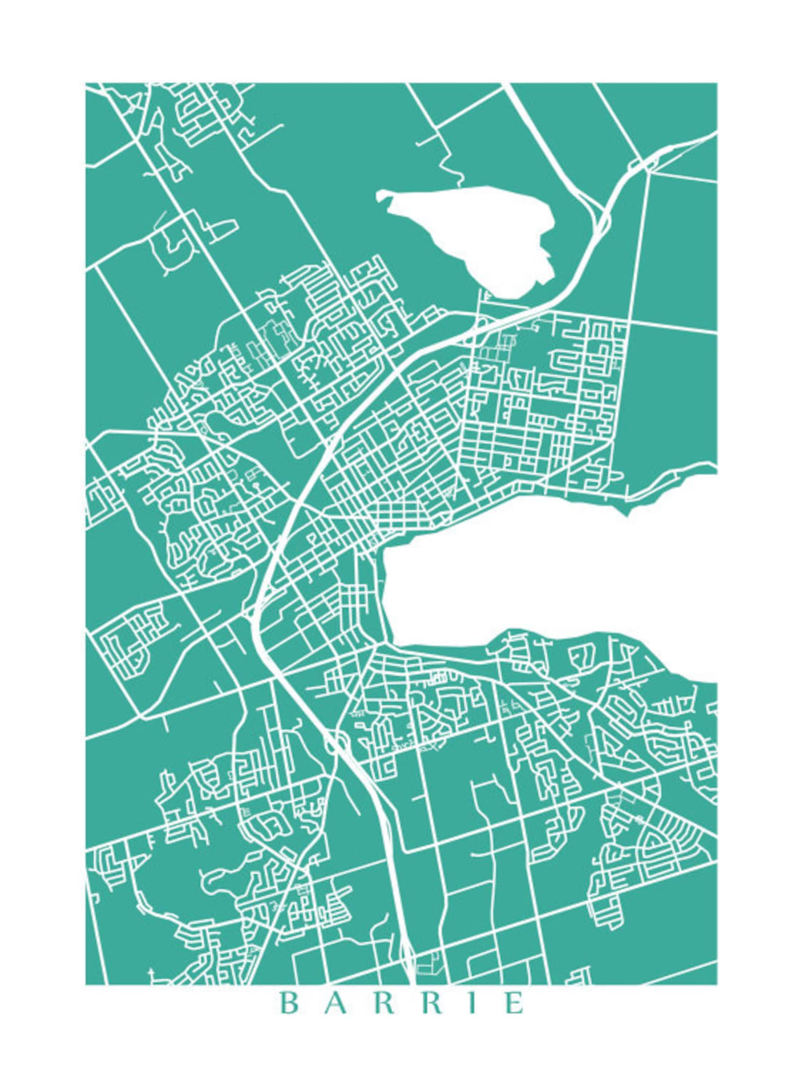 Barrie Map Print Ontario Art Poster Etsy