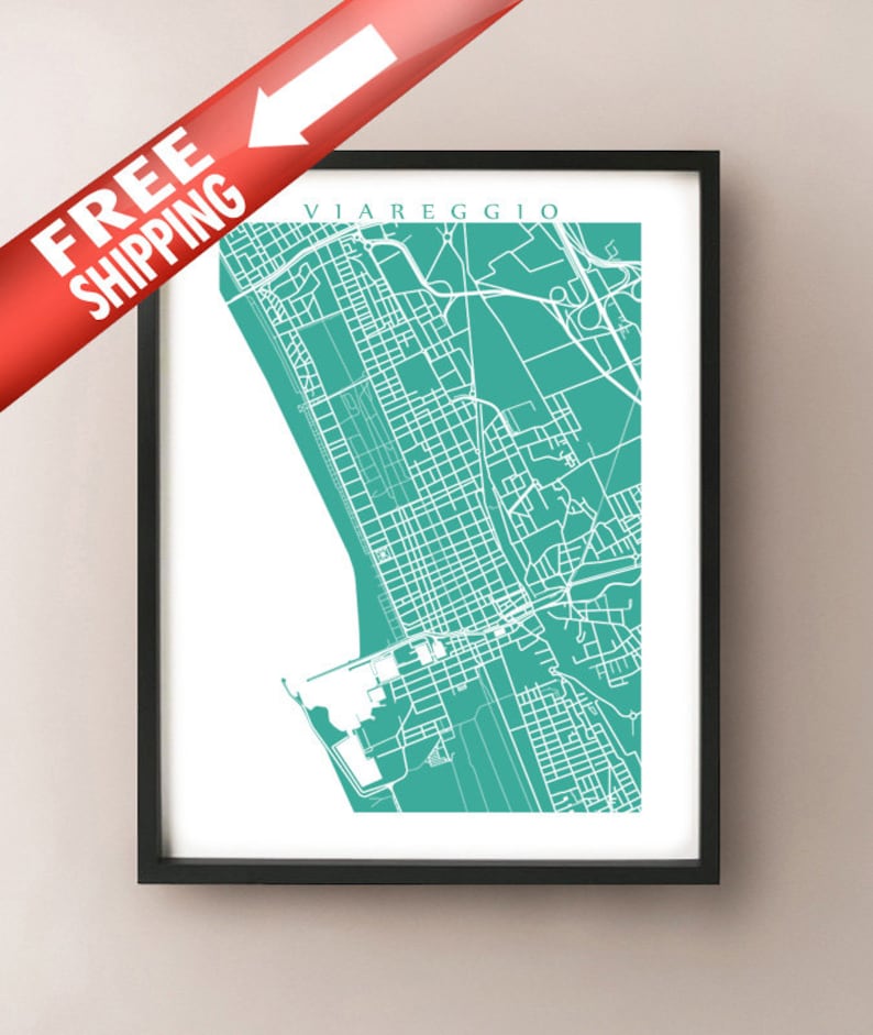 Viareggio Map Print Free Shipping image 1