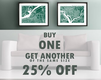 Buy One, Get One of the Same Size for 25% Off - BOGO Discount - Any Style, Any Size Print - Map Art Prints Gallery Wall