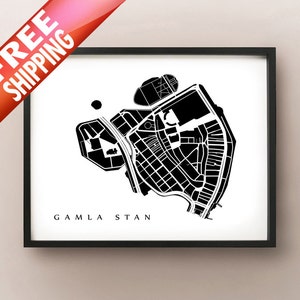 Gamla Stan, Stockholm Carte - Stockholm Old Town Island District Sweden Art Print