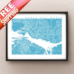 Sault Ste. Marie Carte Imprimer - Ontario/Michigan