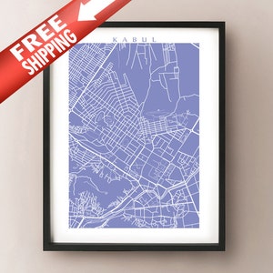 Kabul Mapa Print - Afganistán Poster Art