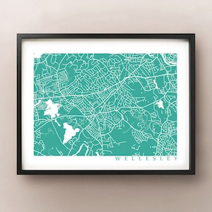 Wellesley Karte Drucken - Massachusetts Poster