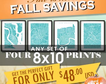 Kunstdrucke 4er Set (20x30): Wähle deine Stadt & Farbe