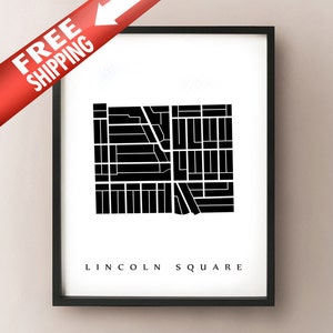 Mapa de Lincoln Square - Chicago Neighborhood Art Print