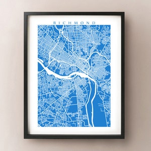 Impressão do mapa de Richmond - Arte do pôster da Virgínia