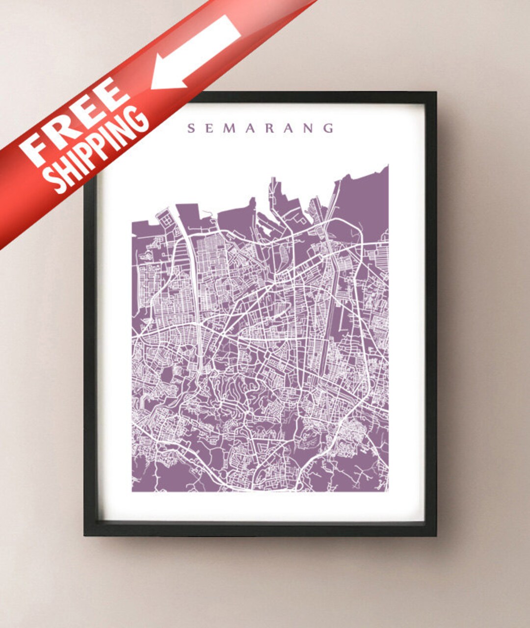 Semarang, Indonesia Map - Java Art Print - Etsy