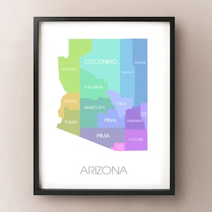 Carte de l’État de l’Arizona - Impression personnalisée