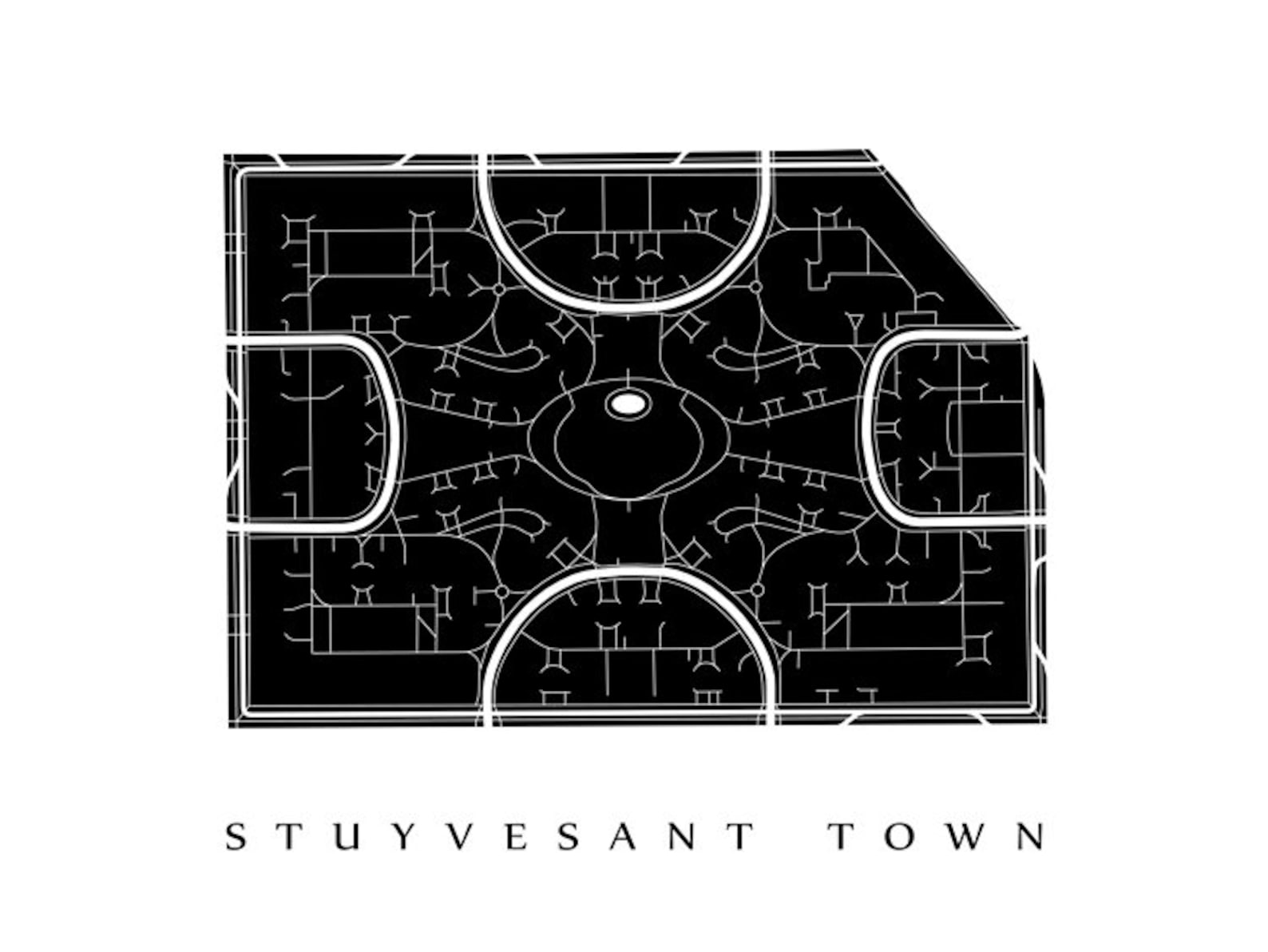Stuyvesant Town Map Manhattan NYC Neighborhood Art Print Etsy