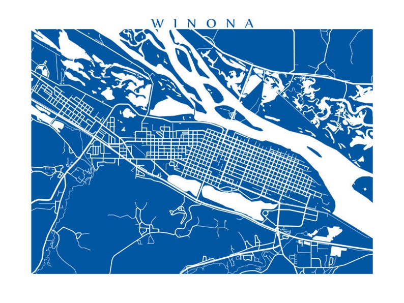 Winona MN Map Print Minnesota Poster Etsy