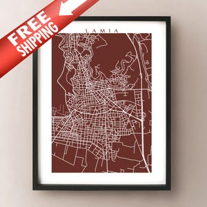 Lamia, Griechenland Landkarte Druck - 200g/100g Kunstposter
