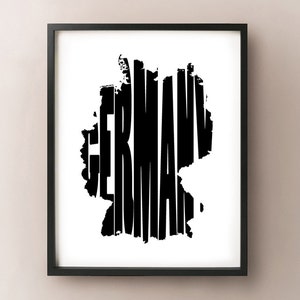 Allemagne Font Map Art Poster Print - personnalisez votre carte, choisissez votre couleur