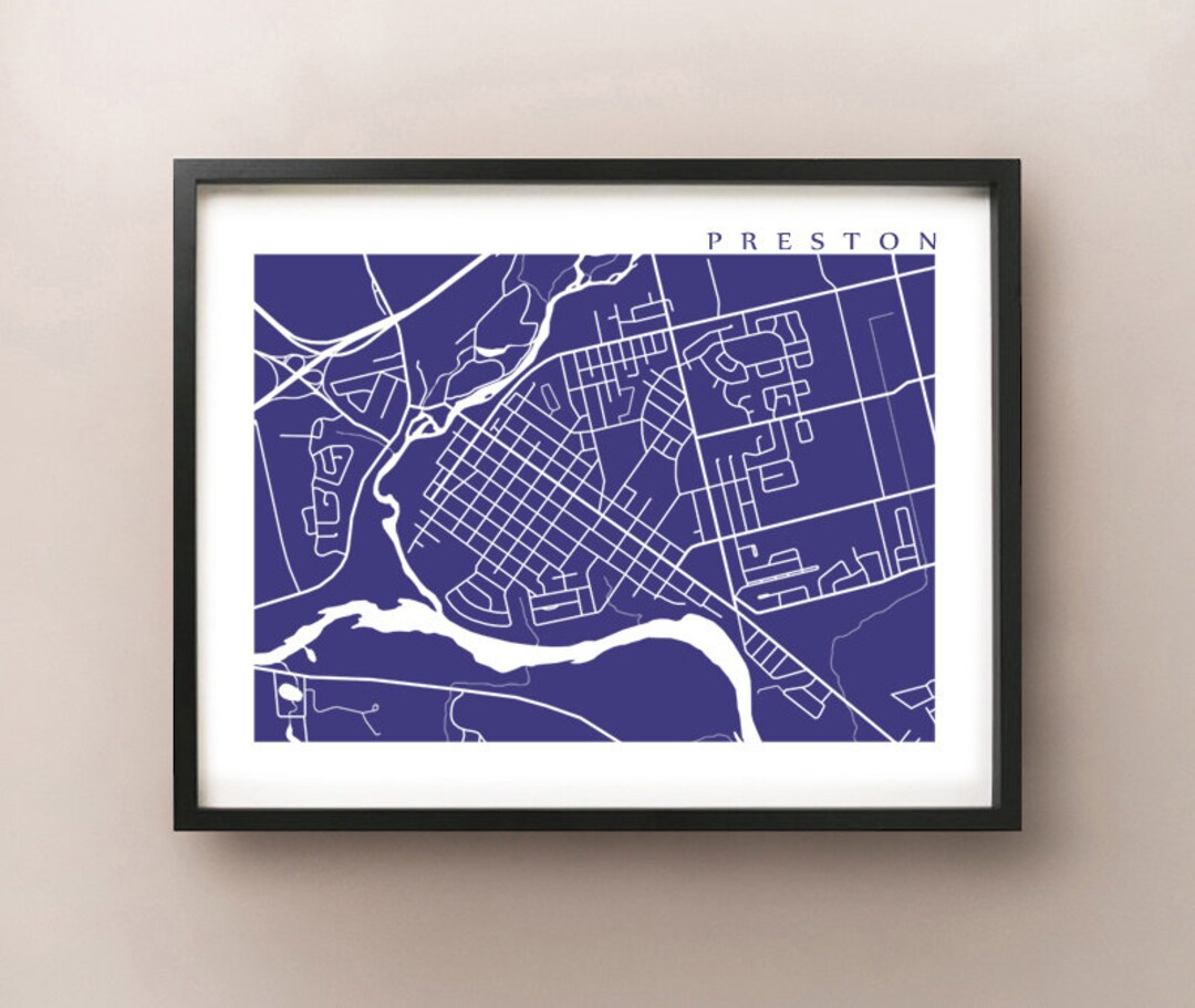 Preston, Cambridge Map Print - Ontario Poster Art - Etsy Canada